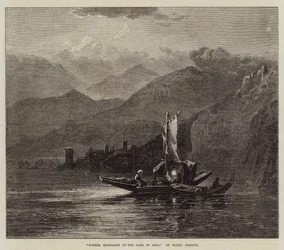 Zomermaanlicht op het meer van Orta